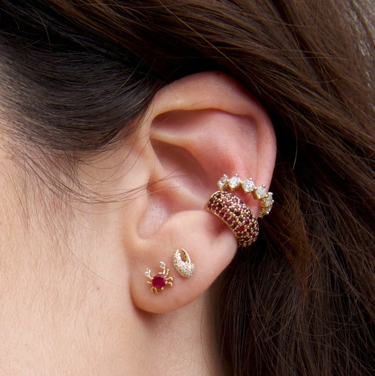 Wide Pavé Ruby + Garnet Ear Cuff sold by Adina Reyter product image thumbnail 2