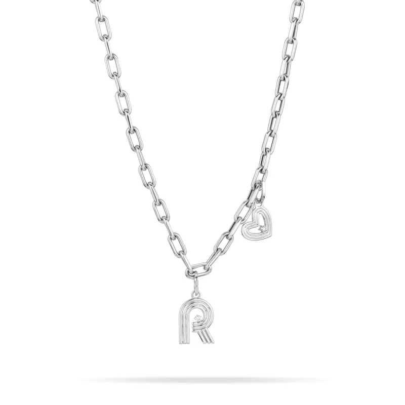 5.3mm Groovy Italian Chain Initial Heart Necklace in Sterling Silver sold by Adina Reyter