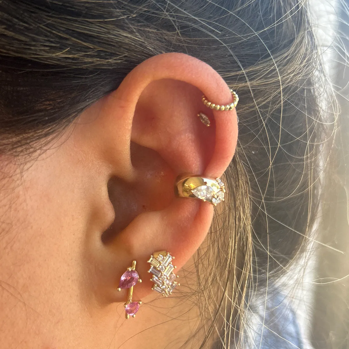 One of a Kind Wide Lab Grown Diamond Ear Cuff in Sterling Silver sold by Adina Reyter product image thumbnail 2