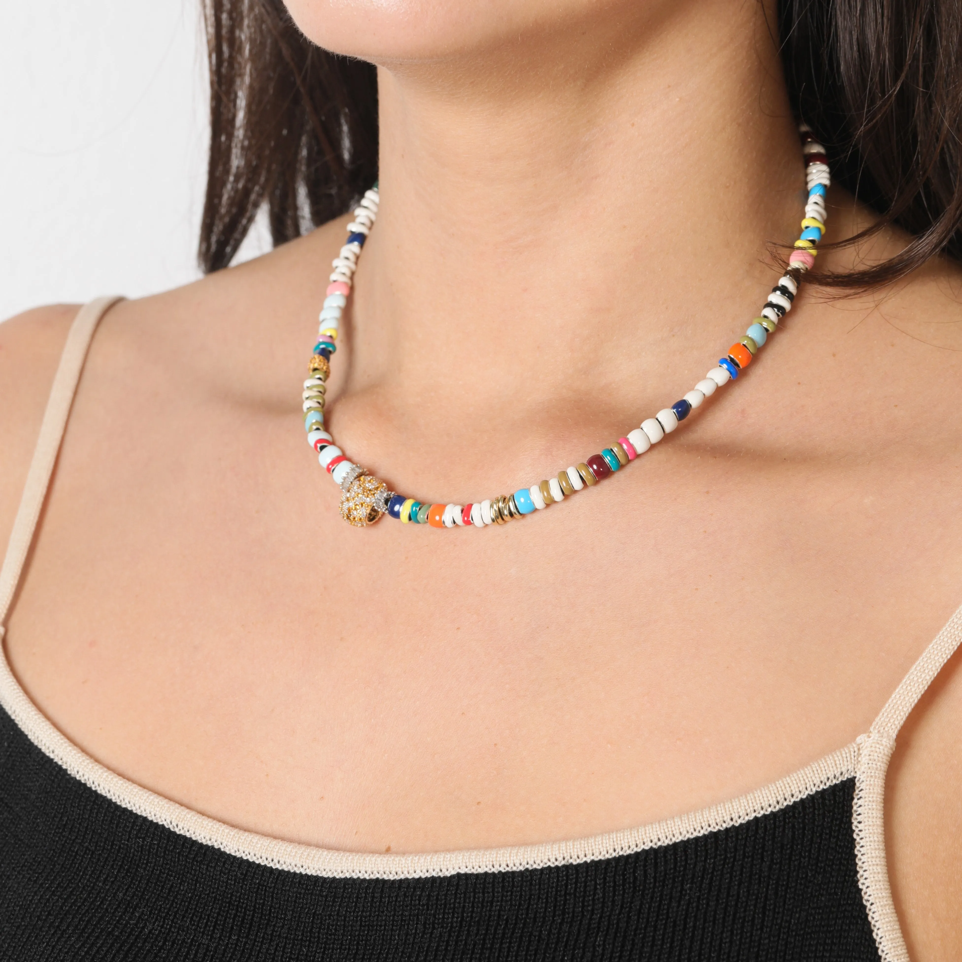 One of a Kind Full Enamel Bead Party Citrine Big Bead Necklace sold by Adina Reyter product image thumbnail 2