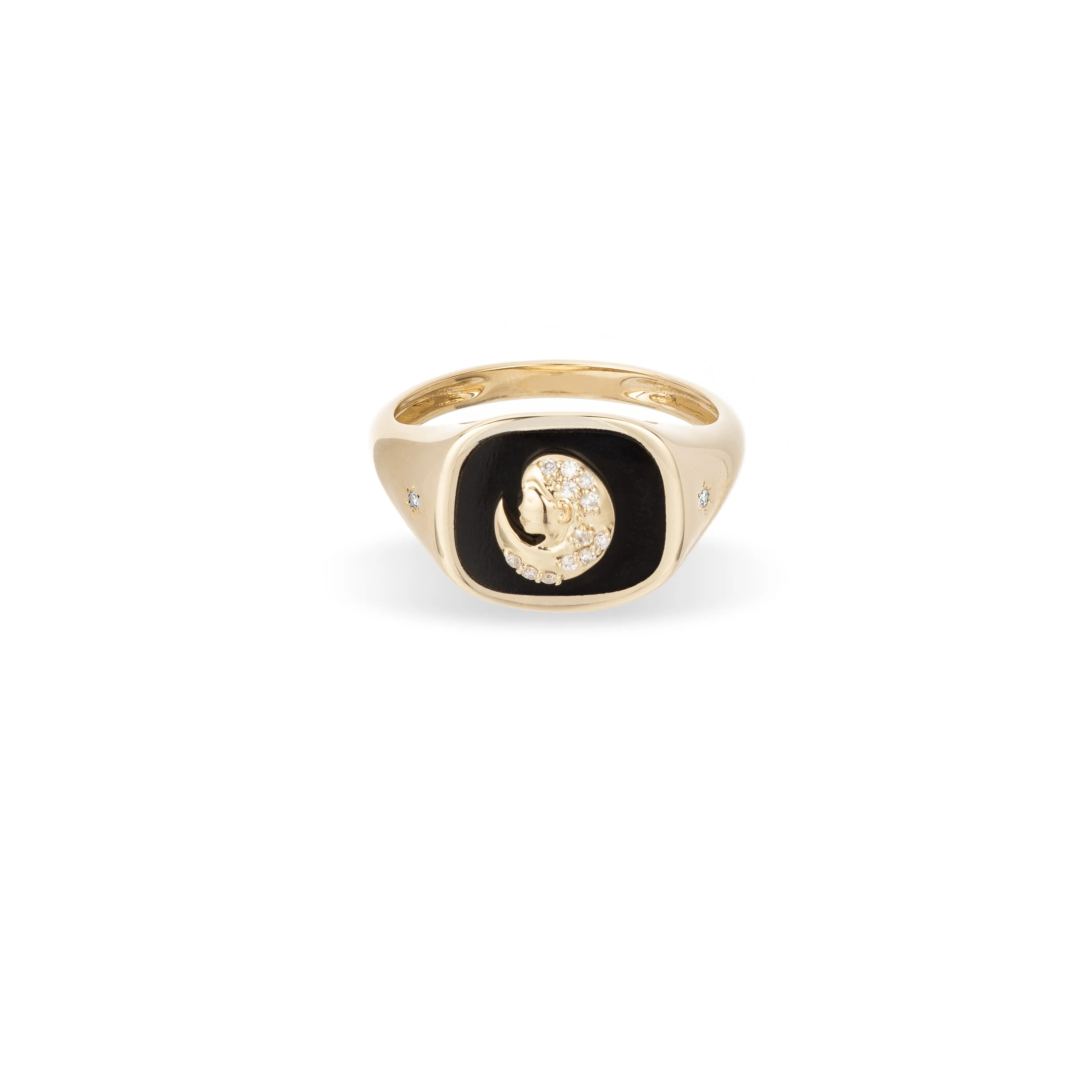 Zodiac Ceramic + Diamond Virgo Signet Ring sold by Adina Reyter