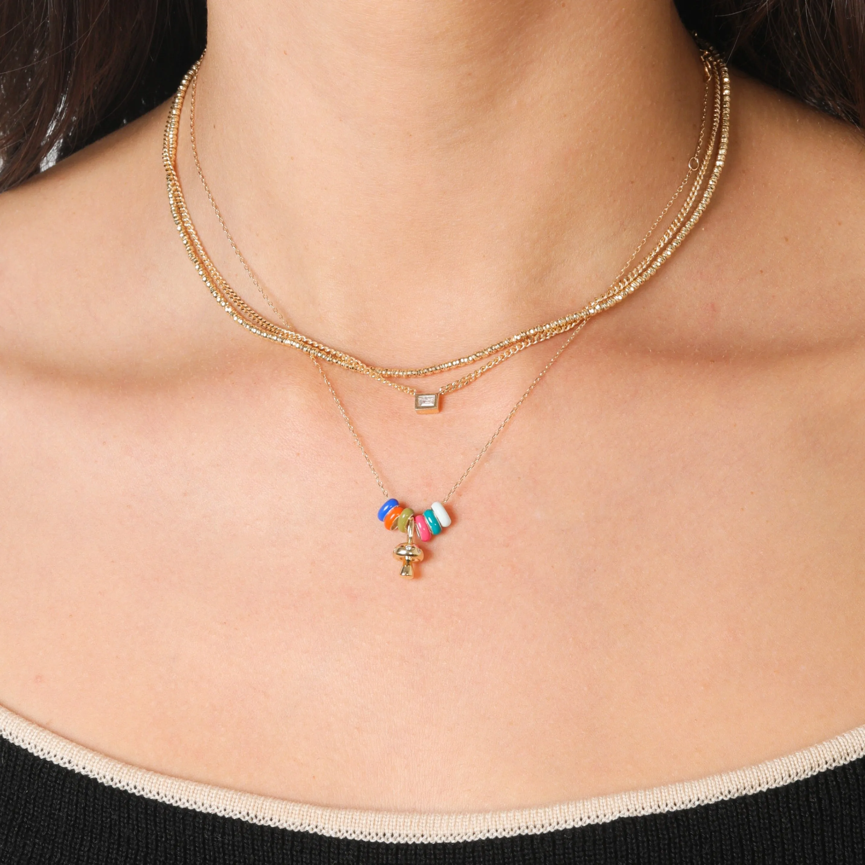 Emerald Bezel Set Diamond Necklace - Lab Grown sold by Adina Reyter product image thumbnail 2