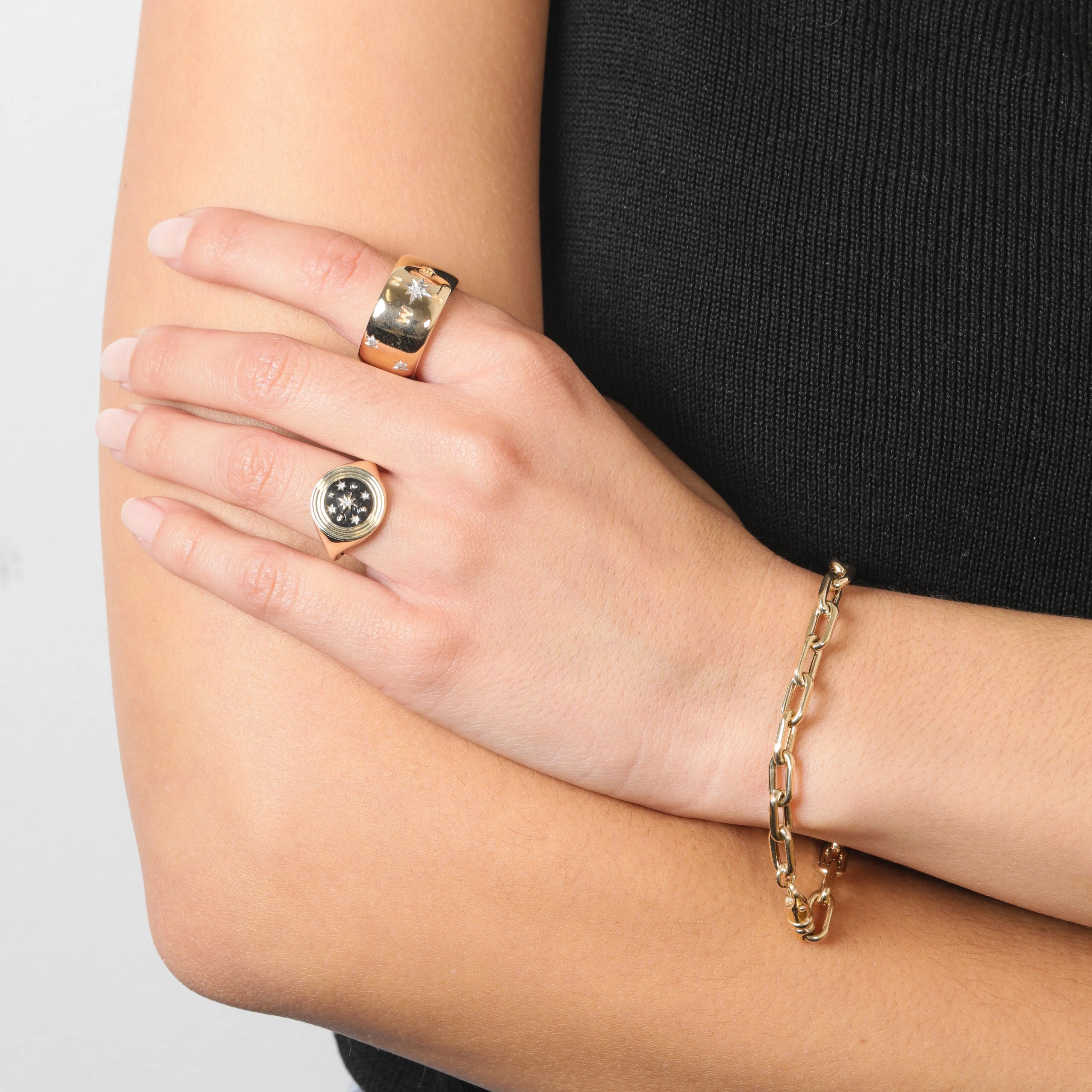 One of a Kind Compass Ceramic + Diamond Signet Ring sold by Adina Reyter product image thumbnail 2