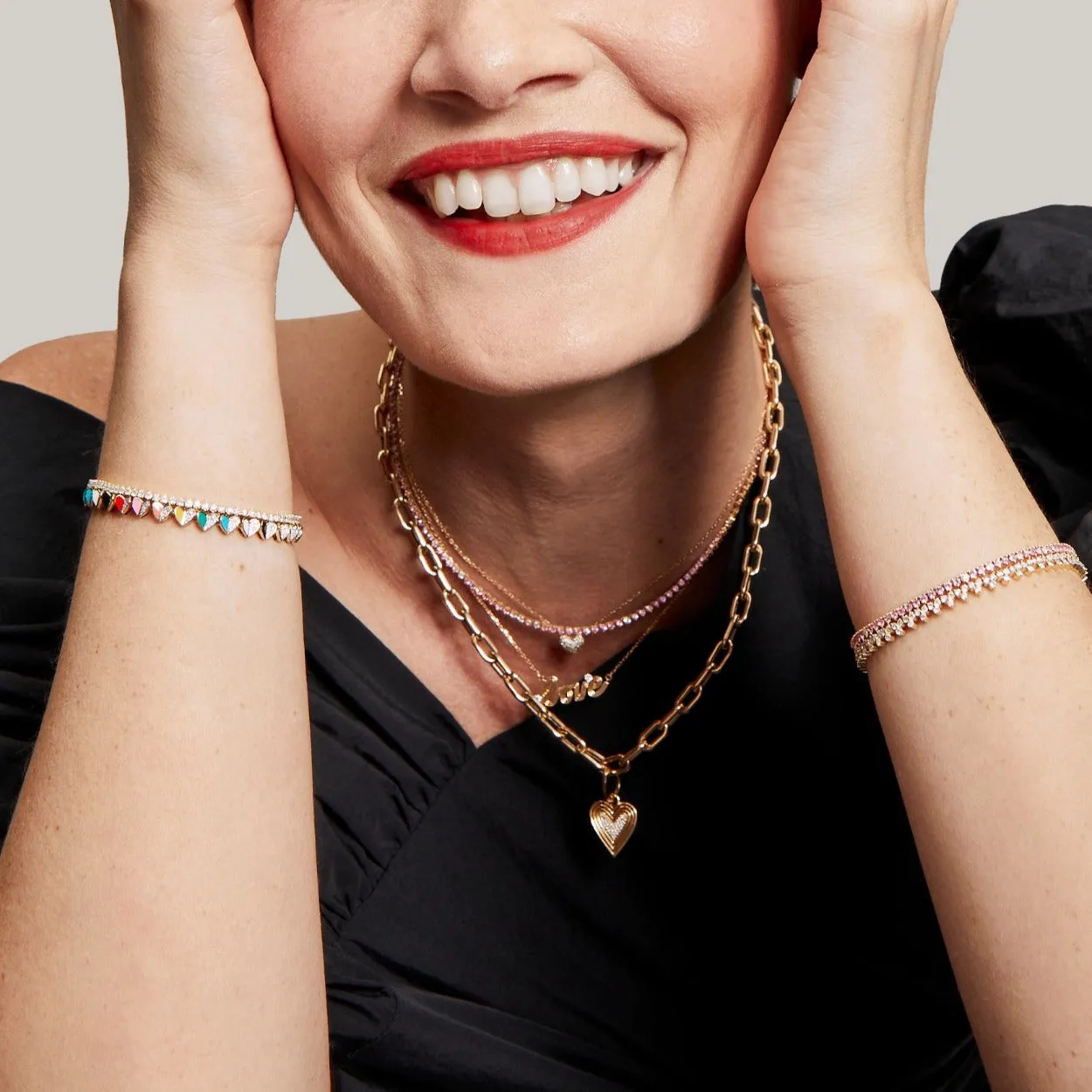 Pink Sapphire + Diamond Tennis Bracelet sold by Adina Reyter product image thumbnail 2