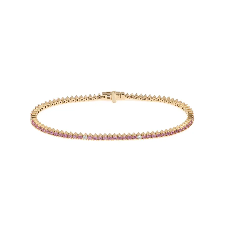 Pink Sapphire + Diamond Tennis Bracelet sold by Adina Reyter