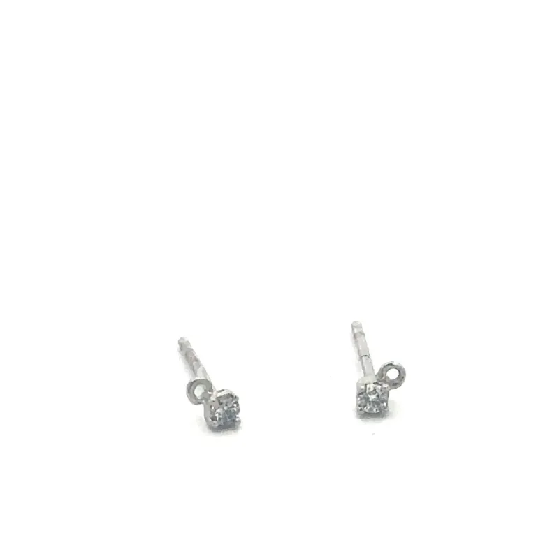 Tiny Diamond Earring in Sterling Silver sold by Adina Reyter