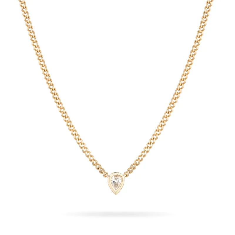 Pear Bezel Set Diamond Necklace -  Lab Grown sold by Adina Reyter