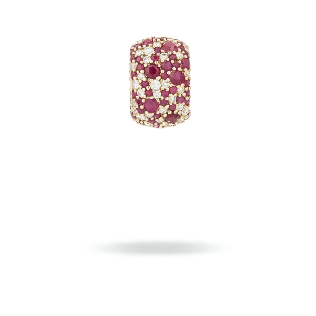 Wide Ruby + Diamond Pavé Big Bead sold by Adina Reyter