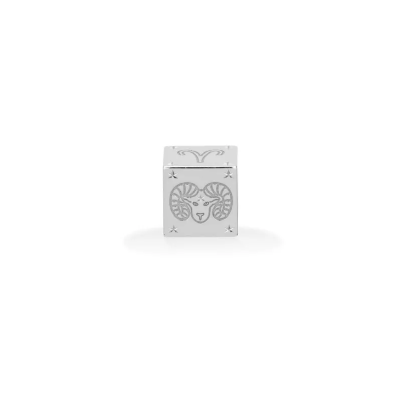 Zodiac Aries Block  Big Bead in Sterling Silver sold by Adina Reyter