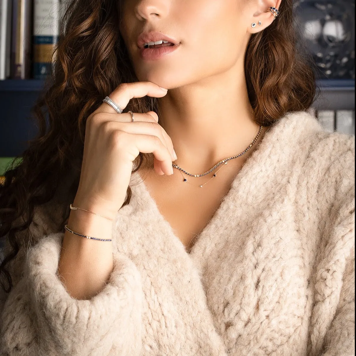 Diana Sapphire + Diamond Tennis Bracelet sold by Adina Reyter product image thumbnail 2