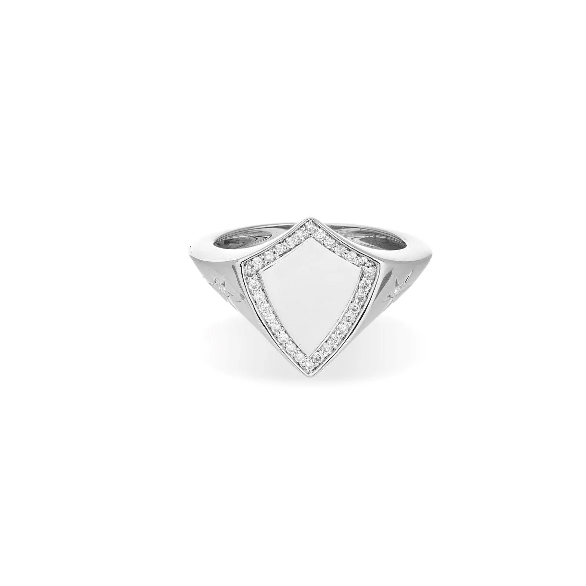 Pavé Shield Signet Ring in Sterling Silver sold by Adina Reyter
