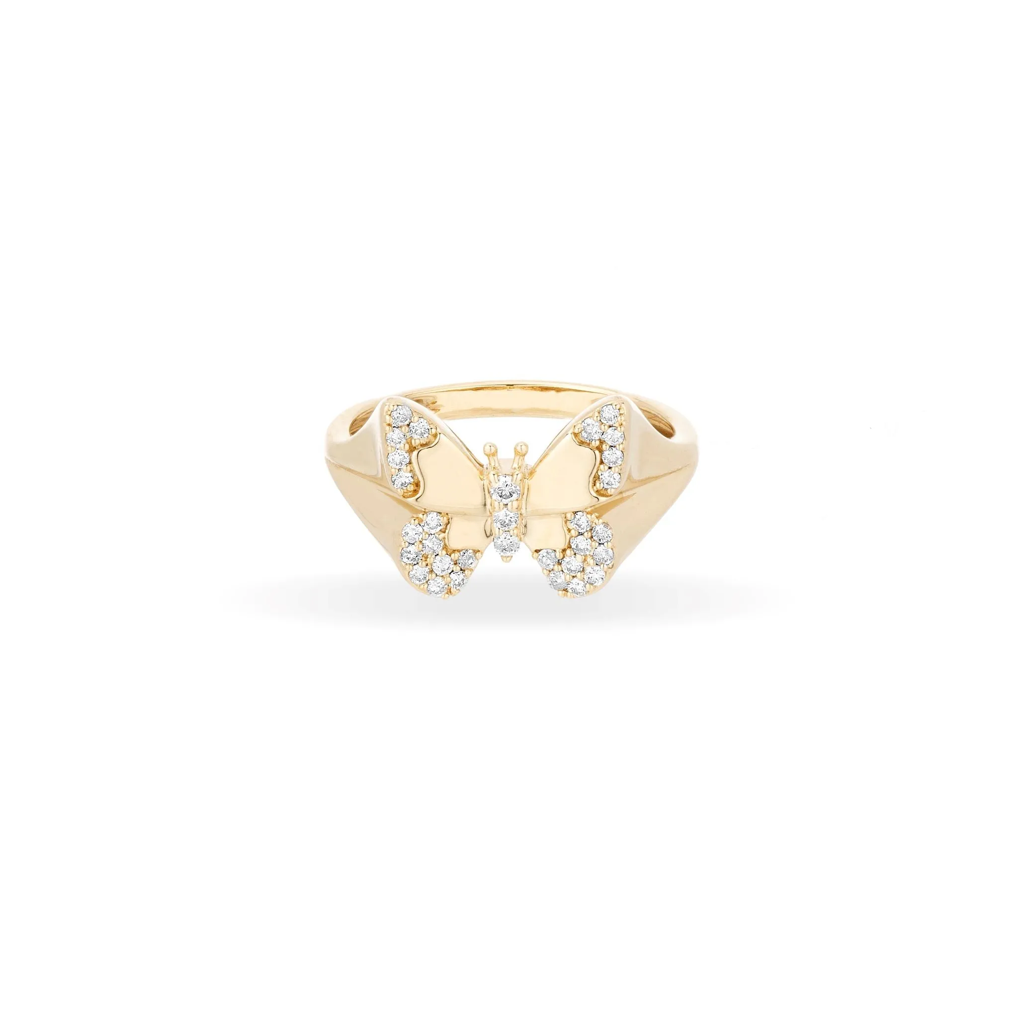 Diamond Butterfly Signet Ring Size 3 sold by Adina Reyter