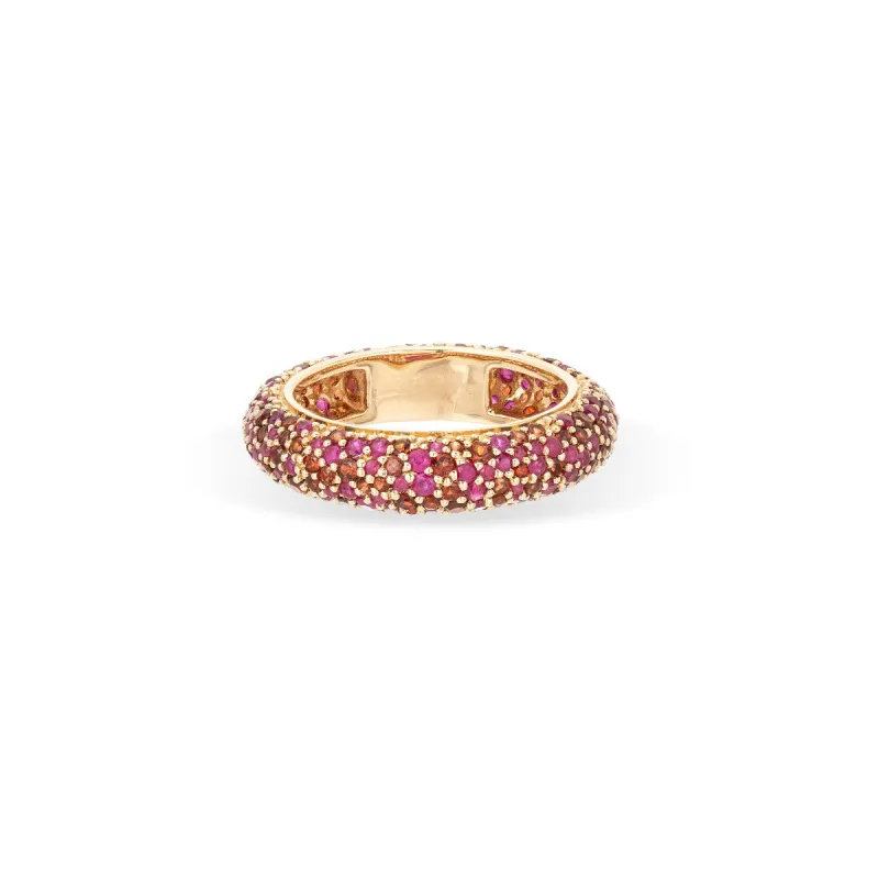 Pavé Ruby + Garnet Eternity Tube Ring sold by Adina Reyter