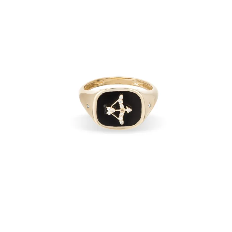 Zodiac Ceramic + Diamond Sagittarius Signet Ring sold by Adina Reyter