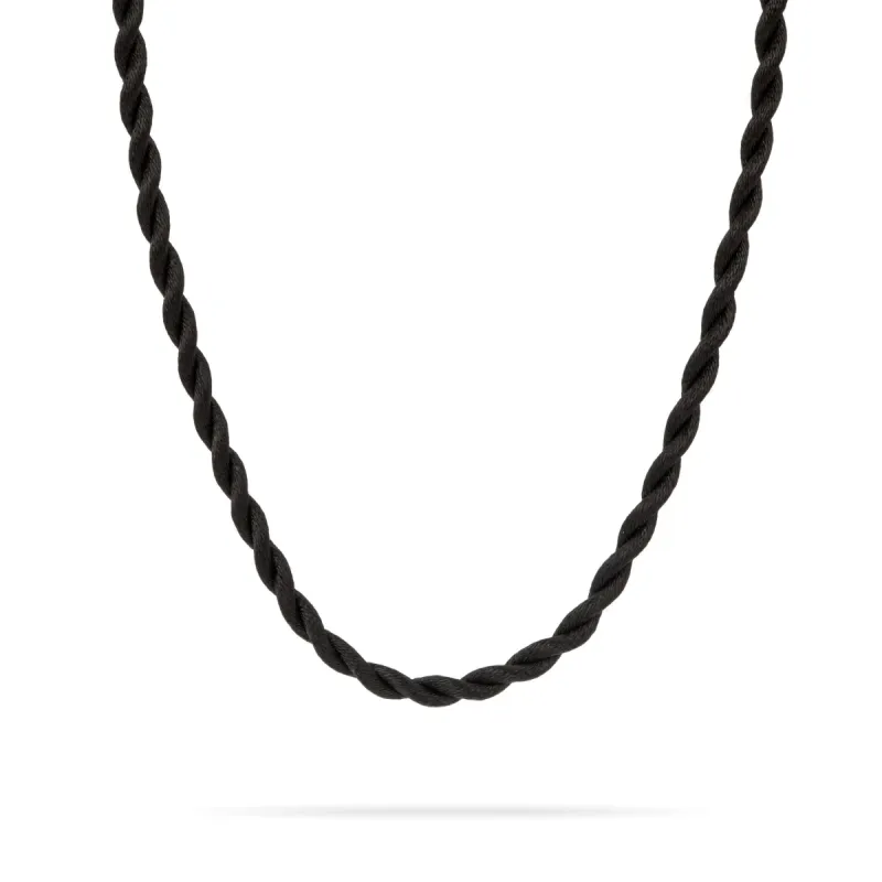 Chunky Twisted Black Silk Cord Necklace sold by Adina Reyter