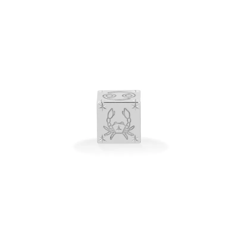 Zodiac Cancer Block Big Bead in Sterling Silver sold by Adina Reyter