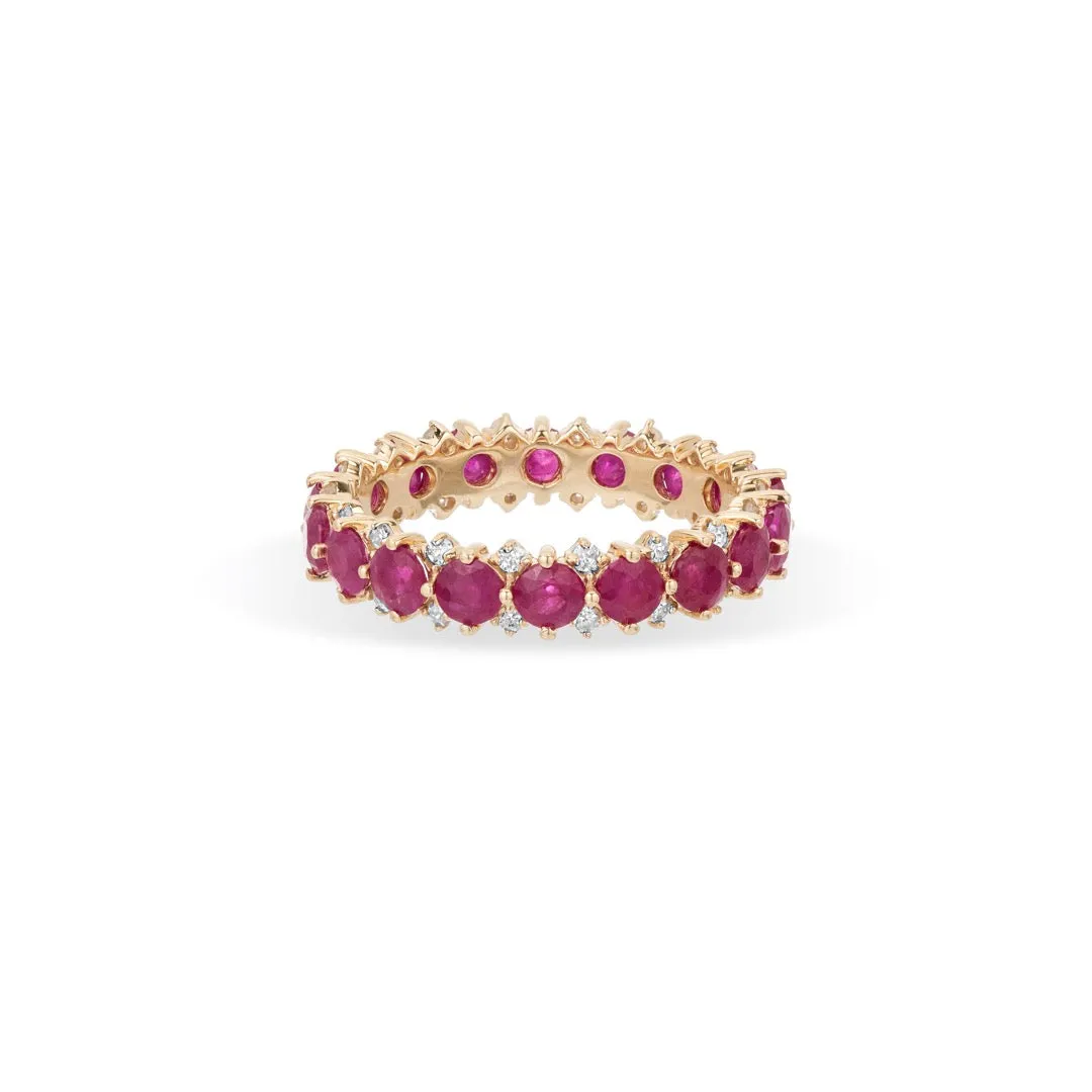 Ruby + Diamond Rounds Eternity Ring sold by Adina Reyter