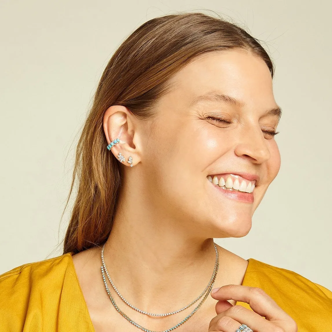 Turquoise + Diamond Ear Cuff sold by Adina Reyter product image thumbnail 3