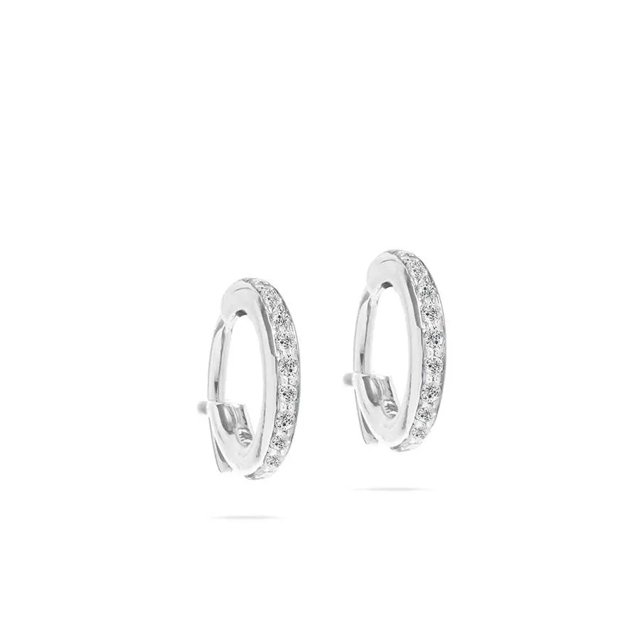 Pavé Huggie Hoops in Sterling Silver sold by Adina Reyter