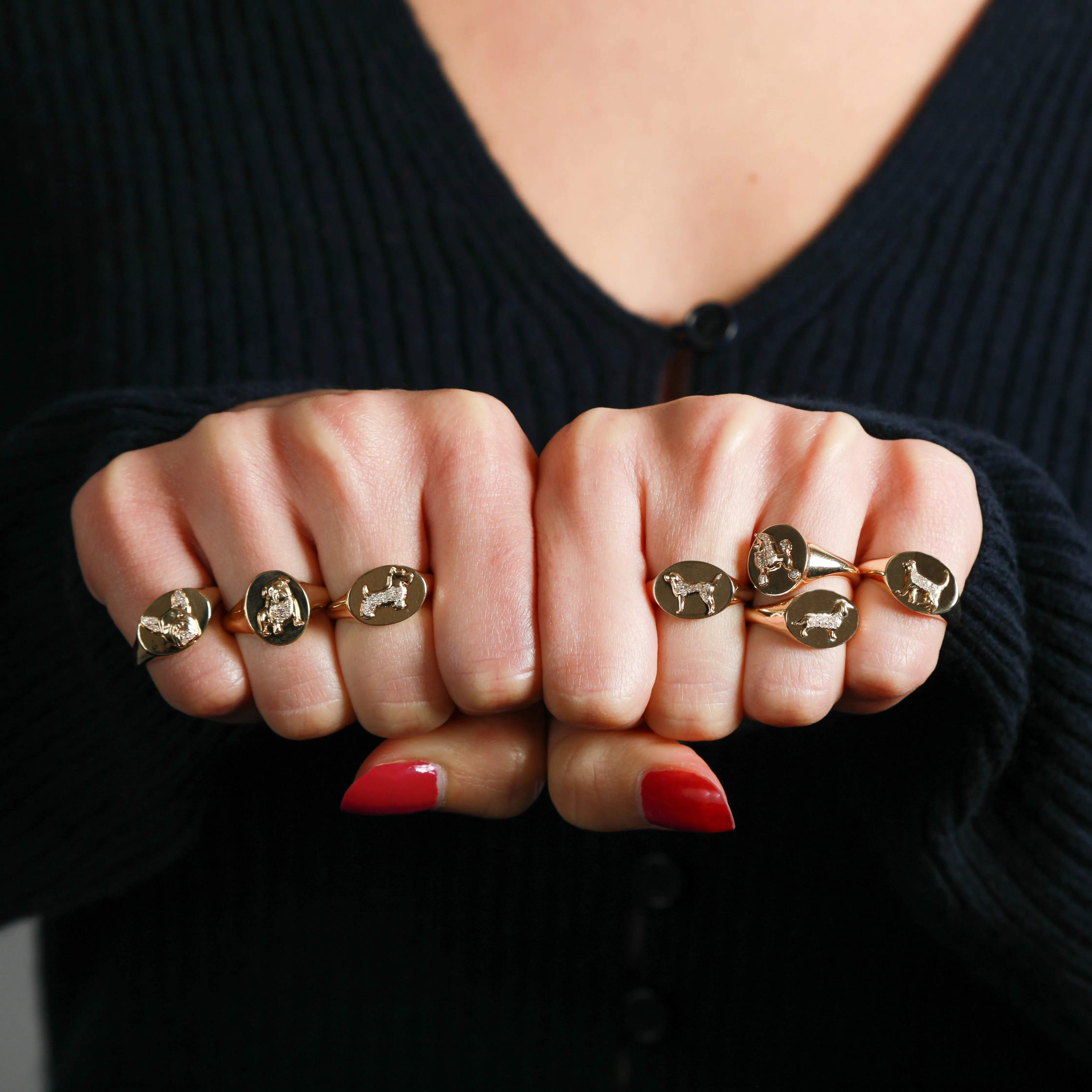 Pavé Diamond Cat Signet Ring sold by Adina Reyter product image thumbnail 2
