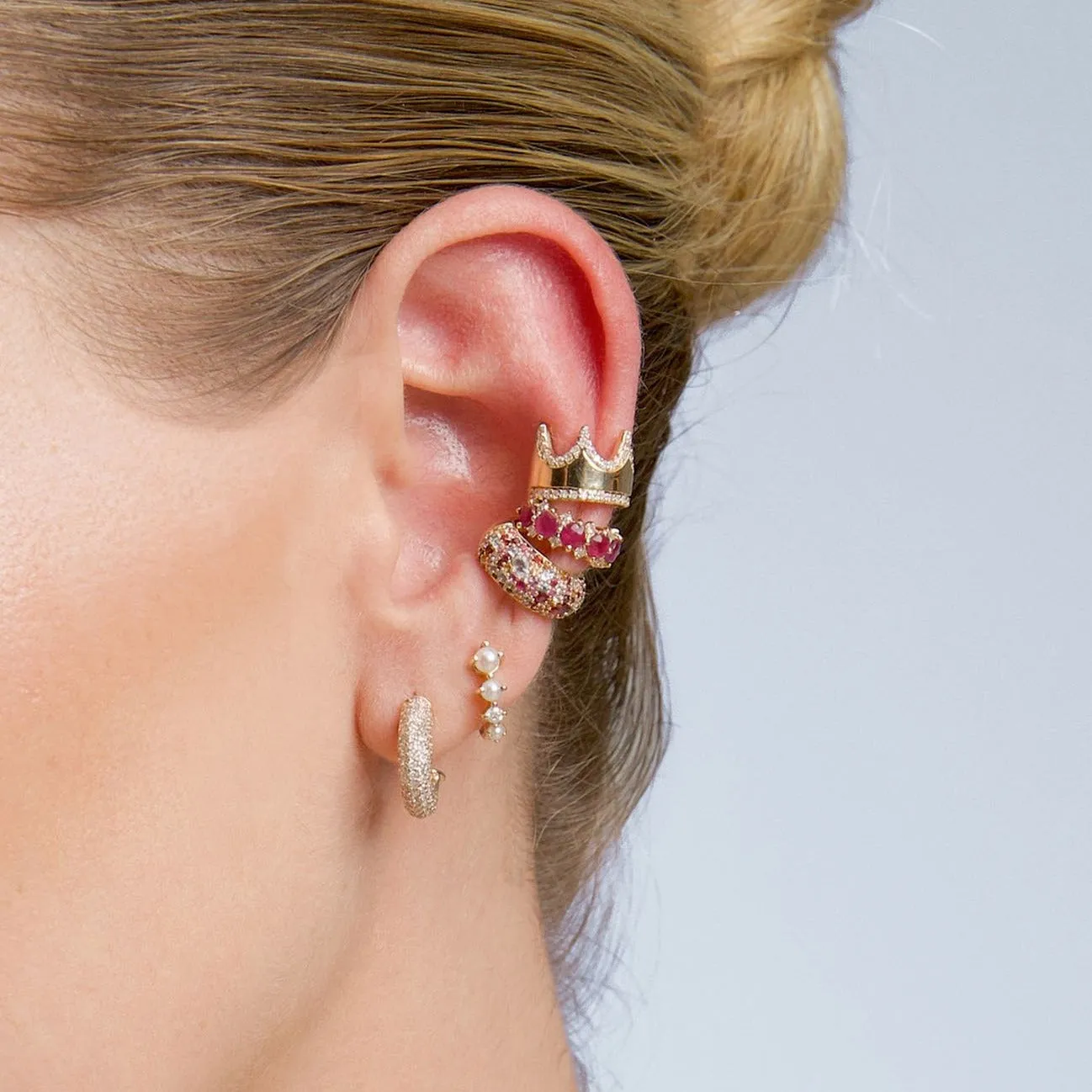 Pavé Chunky Tube J Hoops sold by Adina Reyter product image thumbnail 2