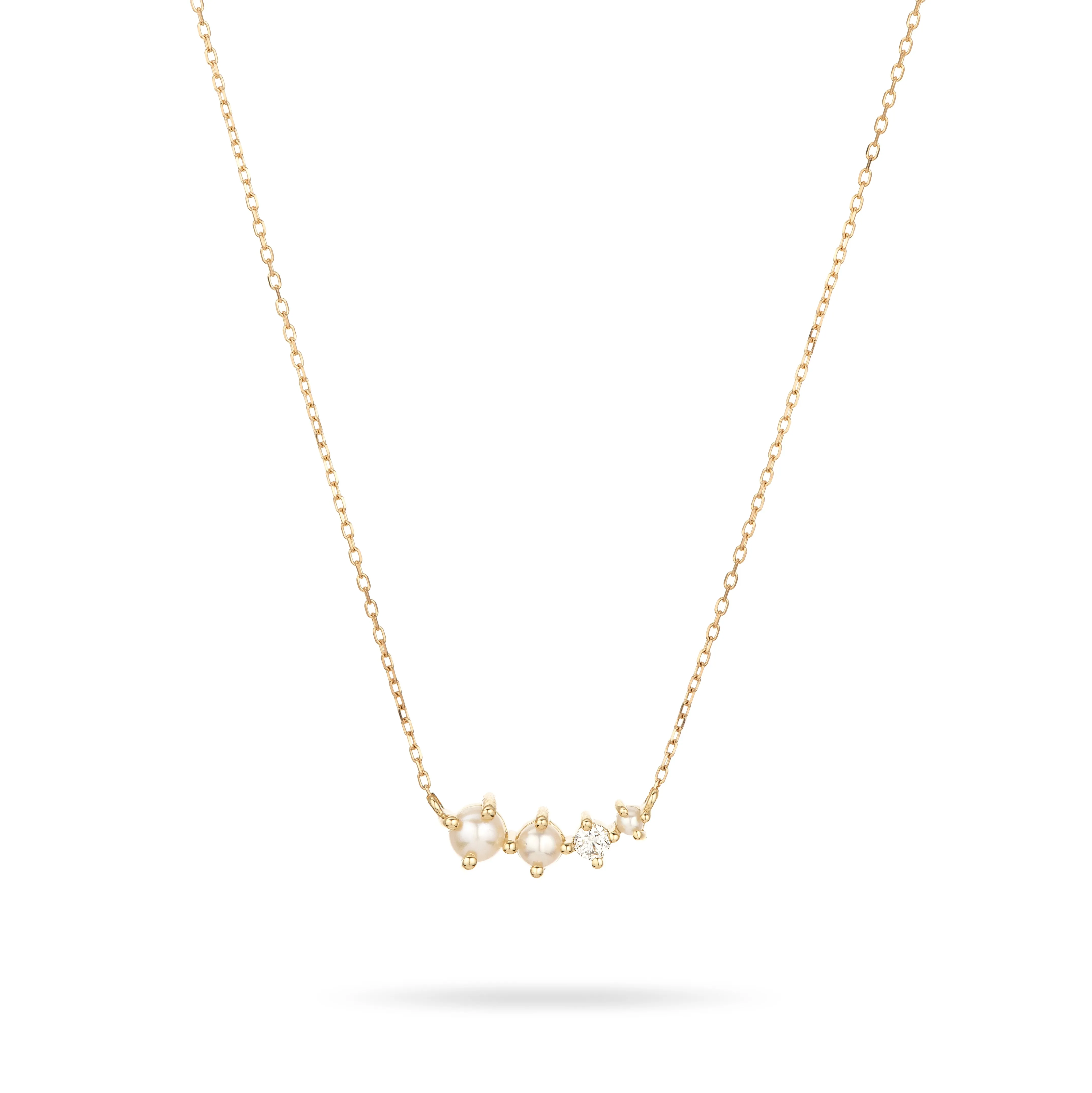 Graduated Pearl + Diamond Curve Necklace sold by Adina Reyter