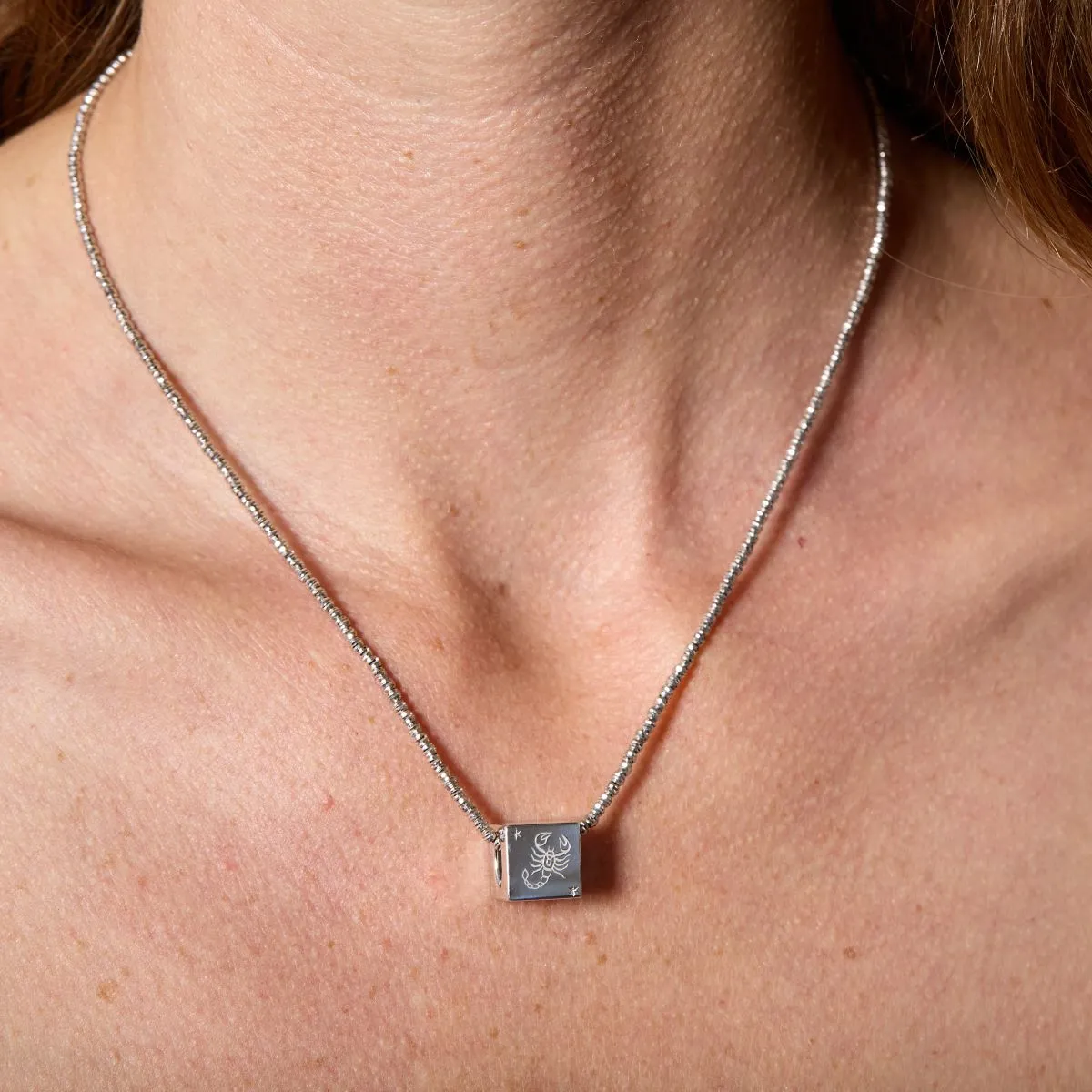 Zodiac Aquarius Block Big Bead in Sterling Silver sold by Adina Reyter product image thumbnail 3