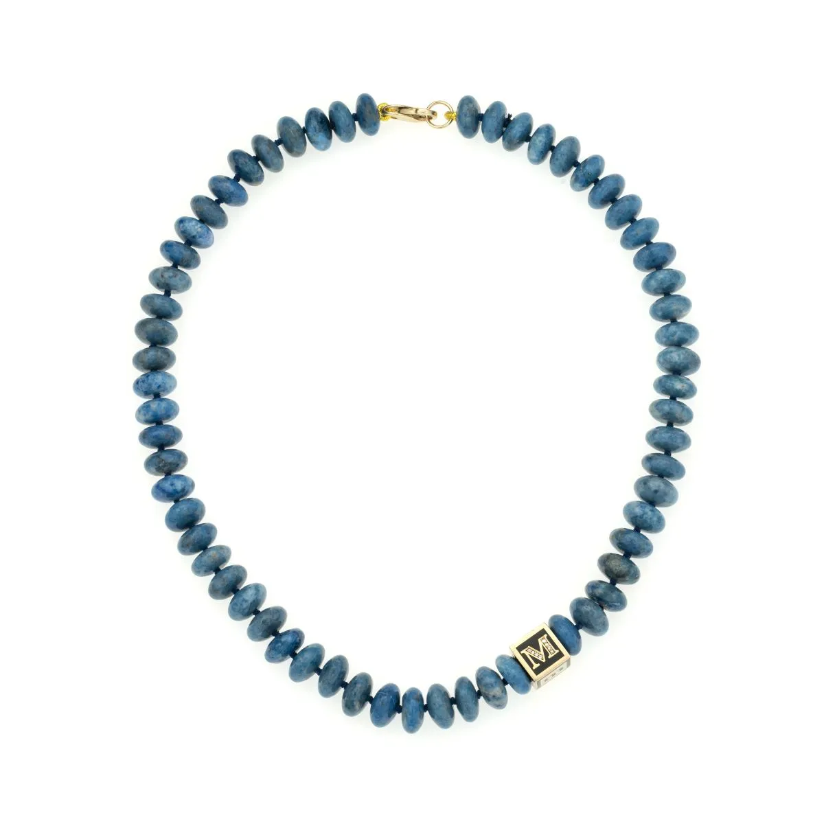 Denim Lapis Coin Initial Block Big Bead Necklace sold by Adina Reyter product image thumbnail 2