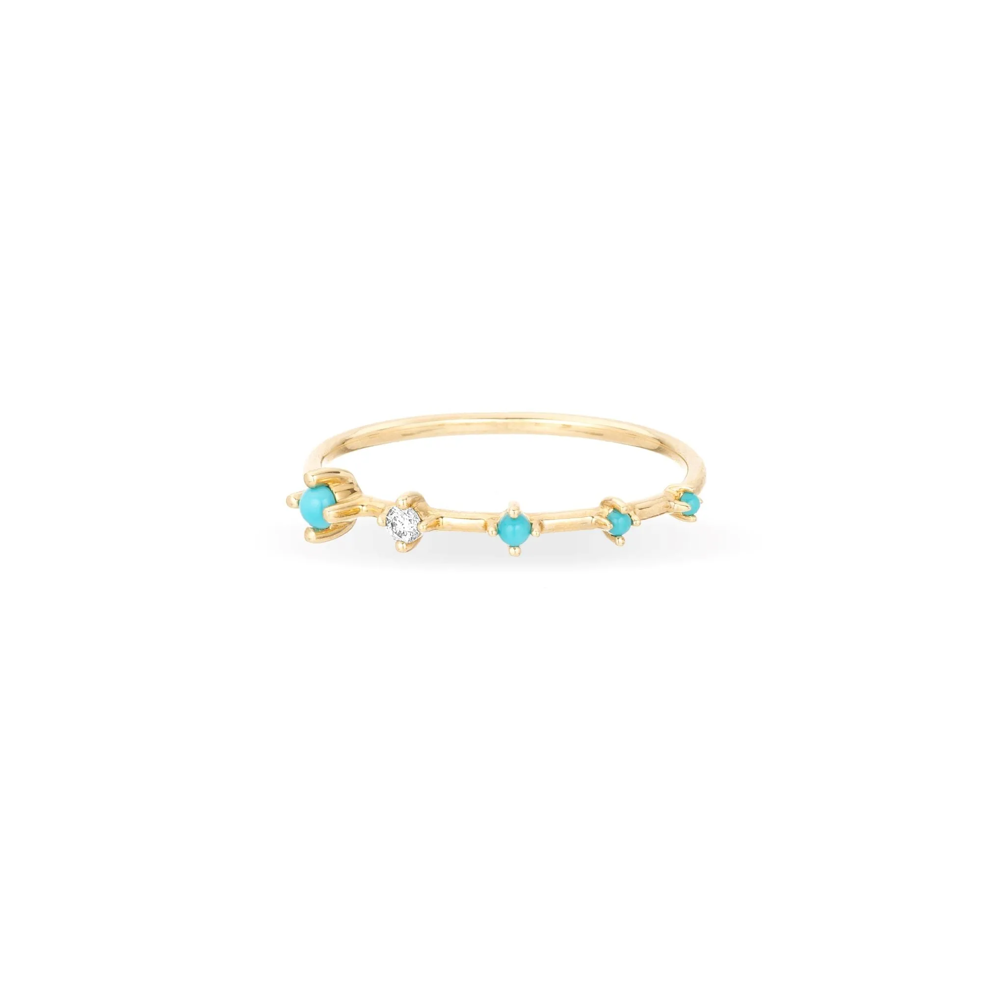 5 Turquoise + Diamond Stacking Ring sold by Adina Reyter