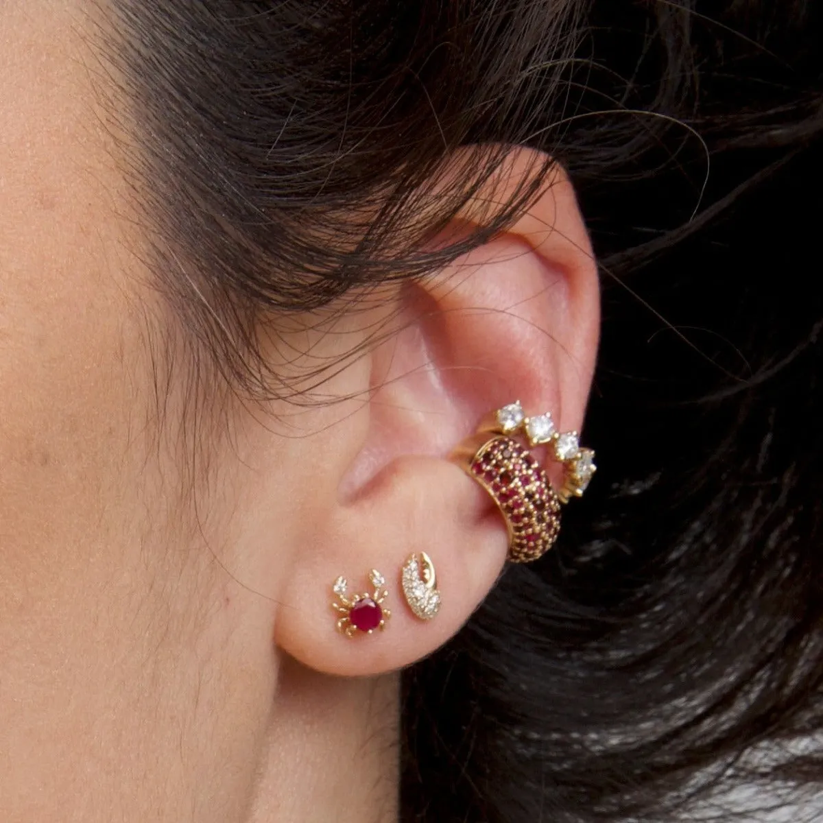 Tiny Ruby + Diamond Crab Posts sold by Adina Reyter product image thumbnail 2