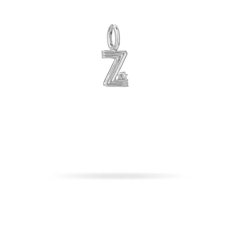 Groovy Diamond Initial Mini Bead Charm Z in Sterling Silver sold by Adina Reyter