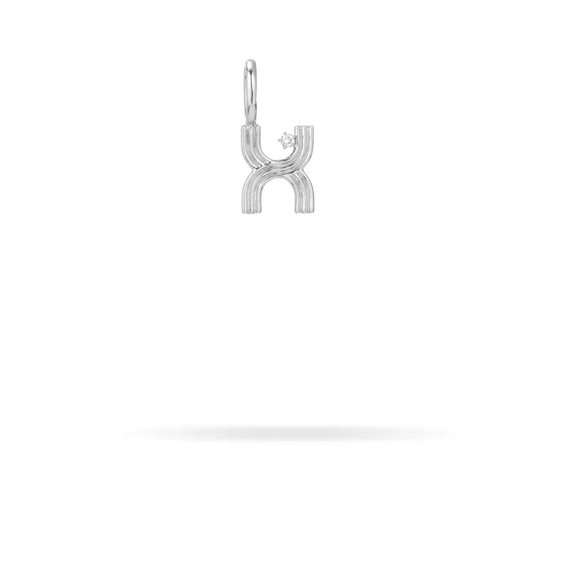 Groovy Diamond Initial Mini Bead Charm X in Sterling Silver sold by Adina Reyter
