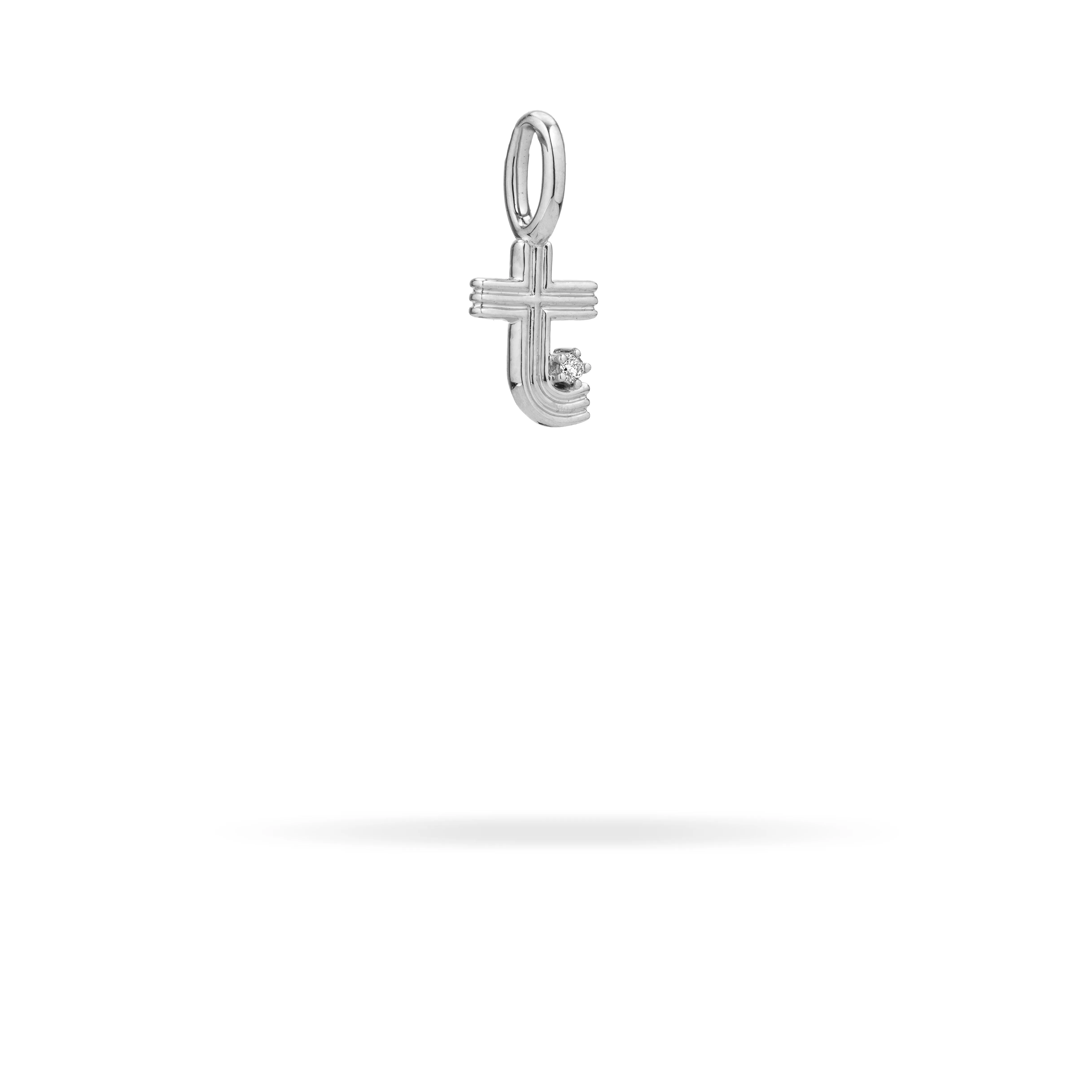 Groovy Diamond Initial Mini Bead Charm T in Sterling Silver sold by Adina Reyter product image thumbnail 2