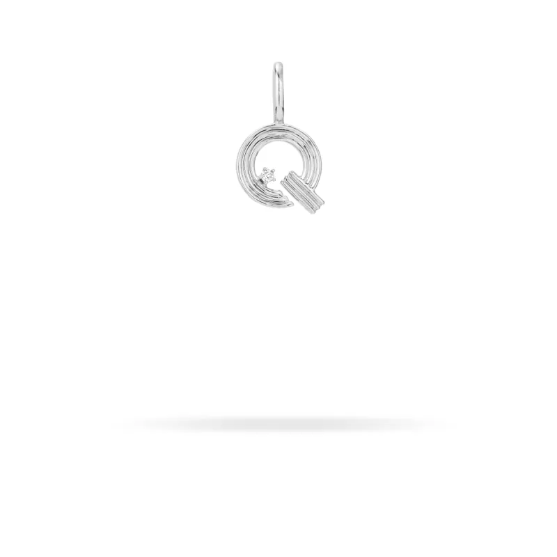 Groovy Diamond Initial Mini Bead Charm Q in Sterling Silver sold by Adina Reyter