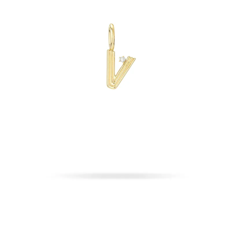 Groovy Diamond Initial Mini Bead Charm V sold by Adina Reyter