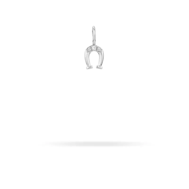 Diamond Horseshoe Mini Bead Charm in Sterling Silver  (Just Bead) sold by Adina Reyter