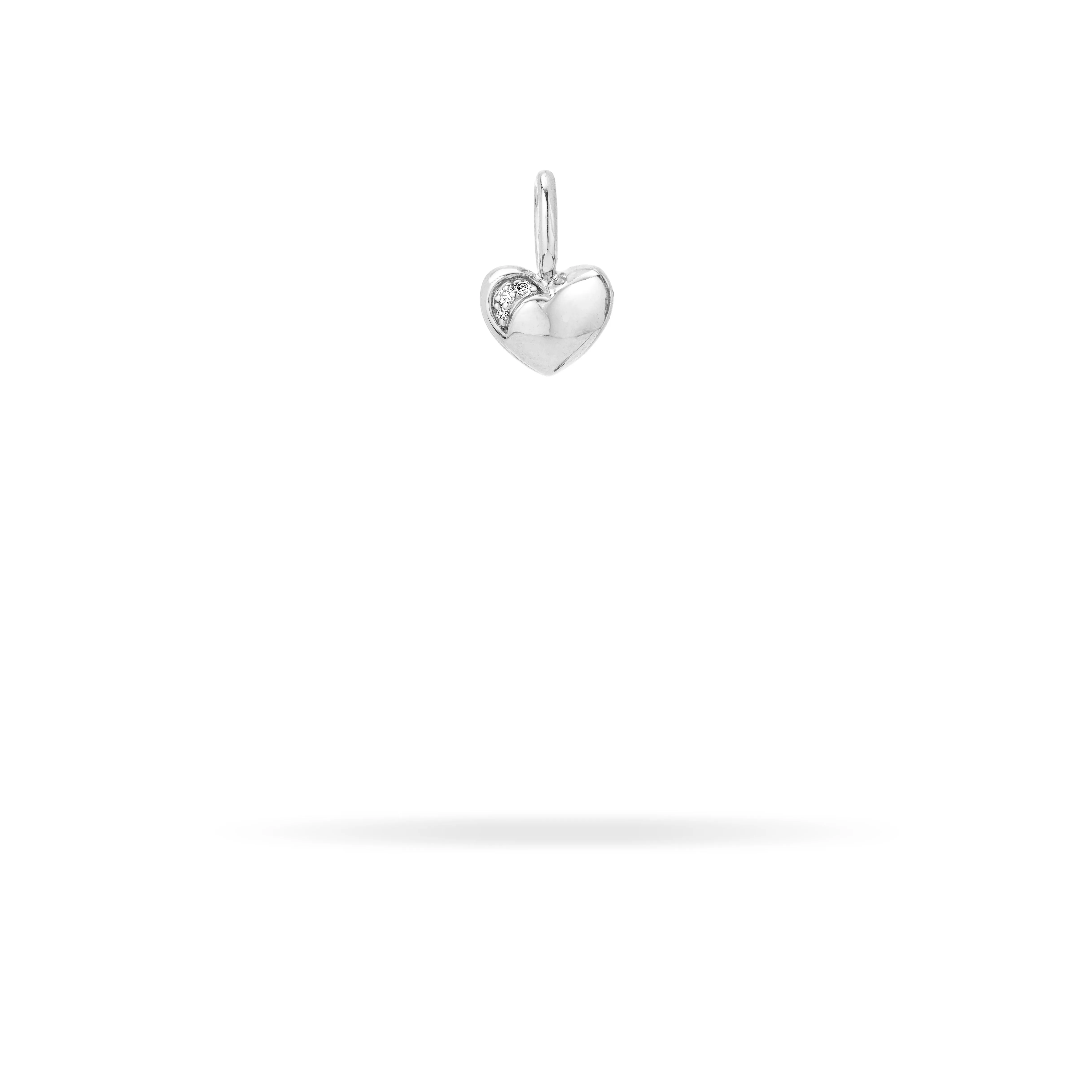 Diamond Puffy Heart Mini Bead Charm in Sterling Silver sold by Adina Reyter