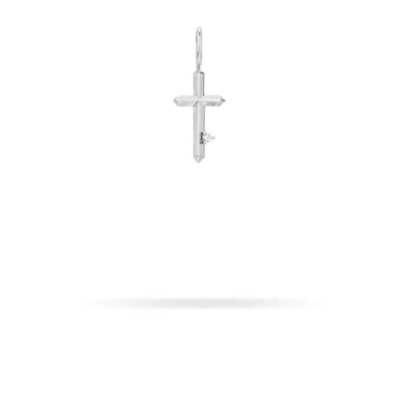 Diamond Cross Mini Bead Charm in Sterling Silver  (Just Bead) sold by Adina Reyter
