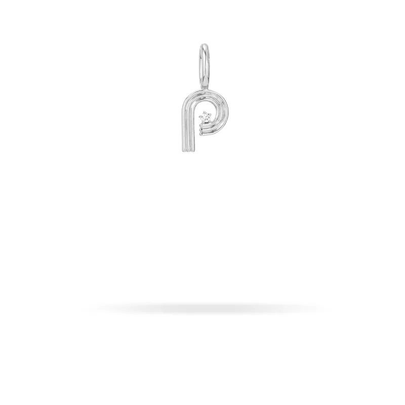 Groovy Diamond Initial Mini Bead Charm P in Sterling Silver sold by Adina Reyter