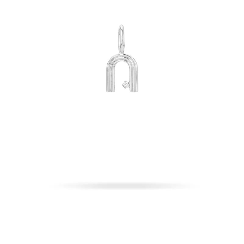 Groovy Diamond Initial Mini Bead Charm N in Sterling Silver sold by Adina Reyter