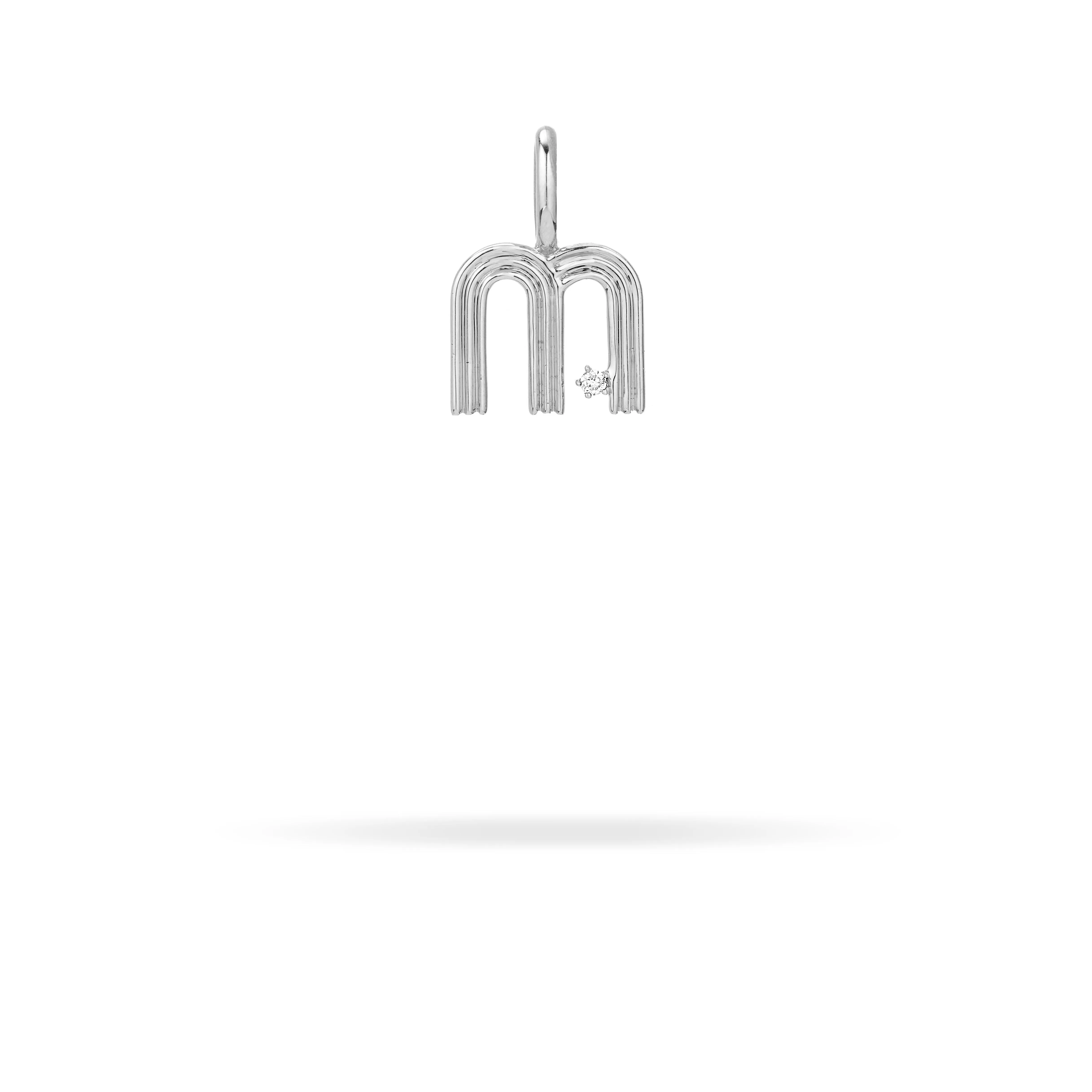 Groovy Diamond Initial Mini Bead Charm M in Sterling Silver sold by Adina Reyter