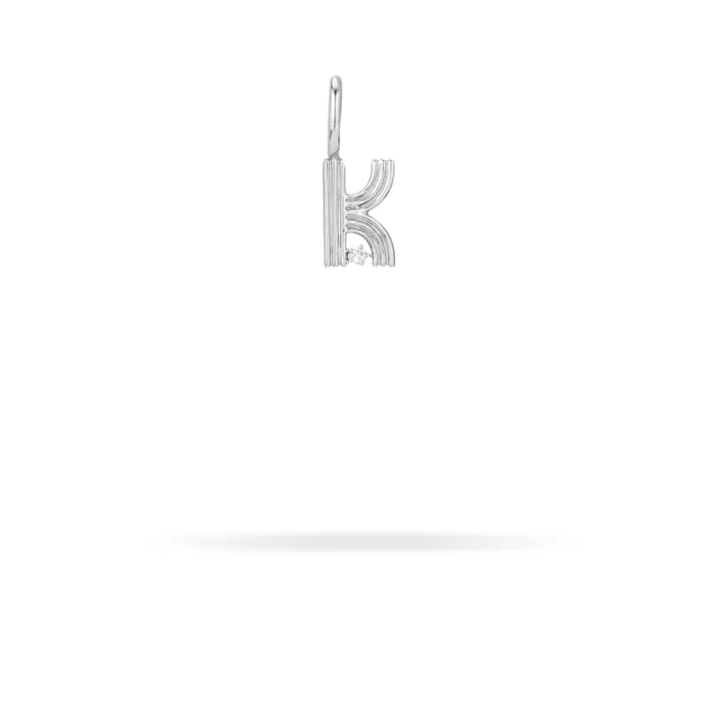 Groovy Diamond Initial Mini Bead Charm K in Sterling Silver sold by Adina Reyter