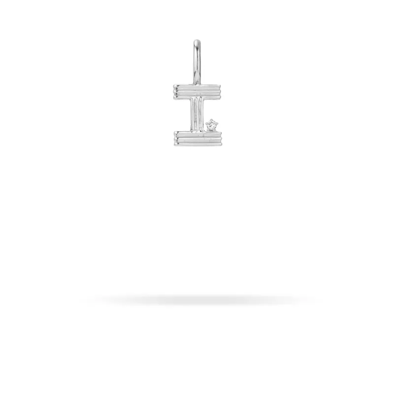 Groovy Diamond Initial Mini Bead Charm I in Sterling Silver sold by Adina Reyter