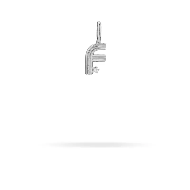 Groovy Diamond Initial Mini Bead Charm F in Sterling Silver sold by Adina Reyter