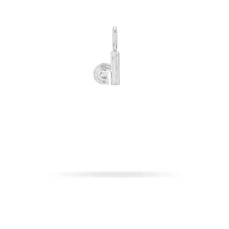 Groovy Diamond Initial Mini Bead Charm D in Sterling Silver sold by Adina Reyter