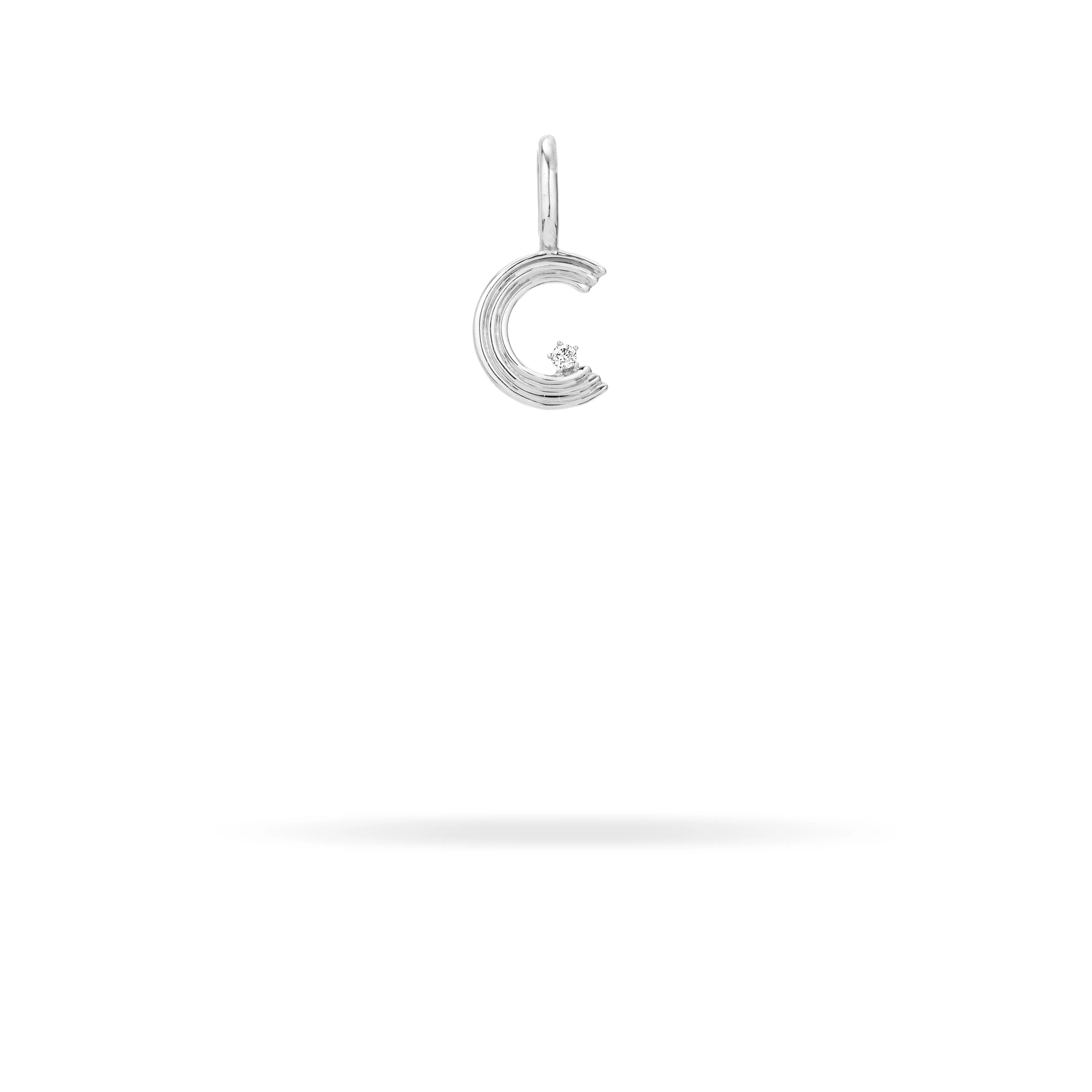 Groovy Diamond Initial Mini Bead Charm C in Sterling Silver sold by Adina Reyter