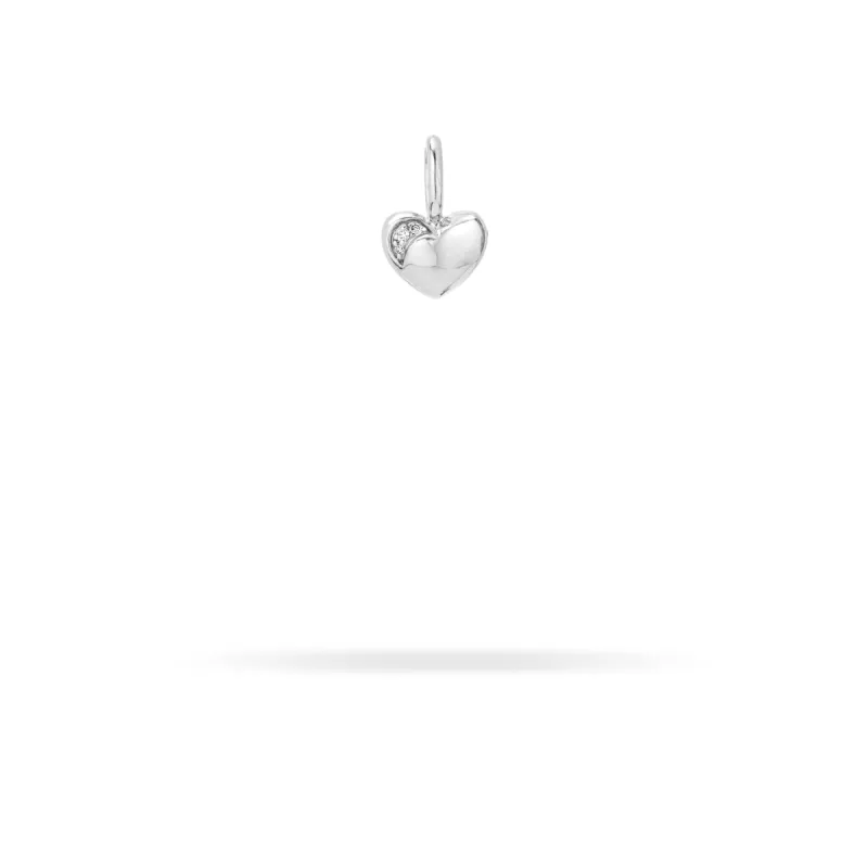 Diamond Puffy Heart Mini Bead Charm  in Sterling Silver  (Just Bead) sold by Adina Reyter