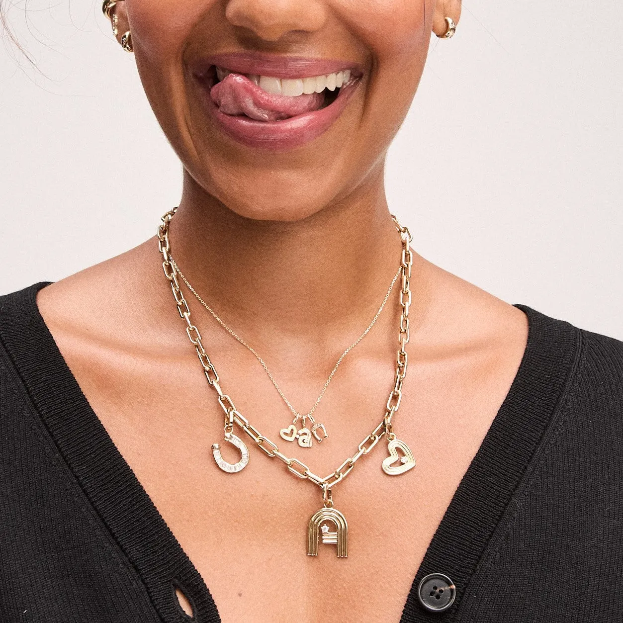 Diamond Horseshoe Mini Bead Charm in Sterling Silver sold by Adina Reyter product image thumbnail 2