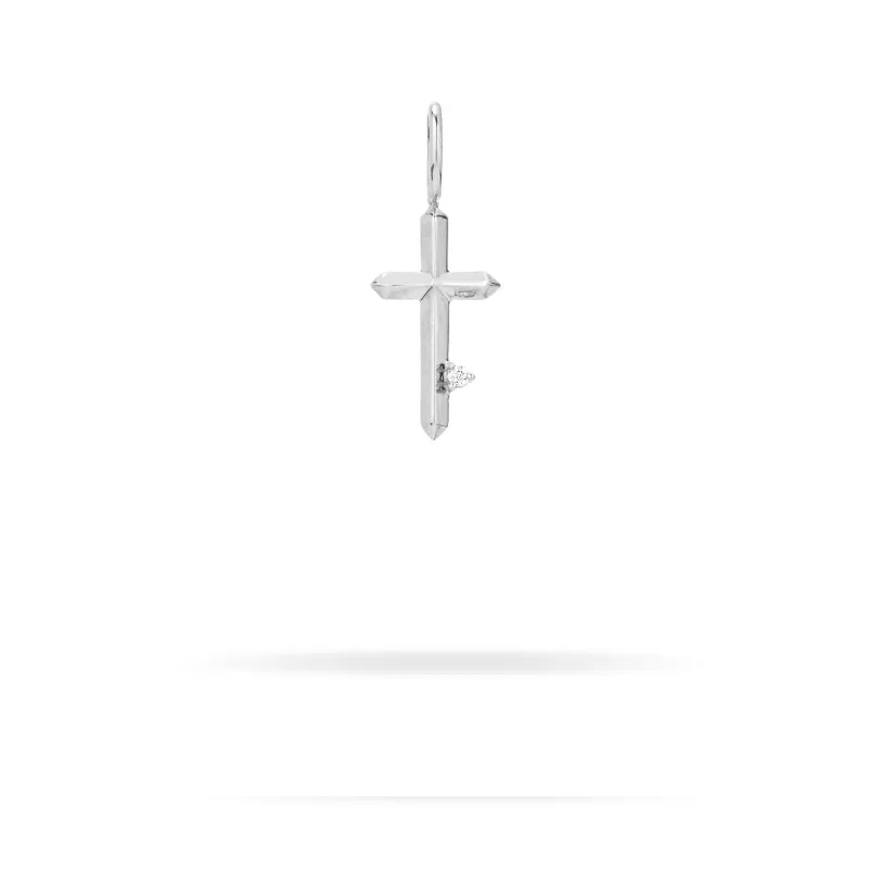 Diamond Cross Mini Bead Charm in Sterling Silver sold by Adina Reyter