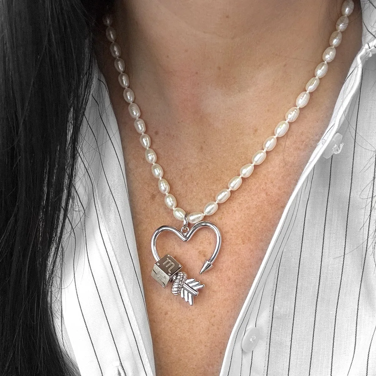 Arrow Heart Hinged Charm in Sterling Silver for Big Beads sold by Adina Reyter product image thumbnail 2